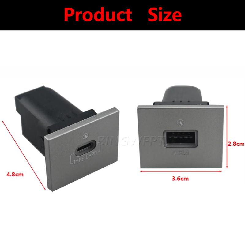 PD Type-C USB Charger Socket Fast Charge Adapter QC3.0 Power Outlet Switch for Ford Focus 2 Mk2 2009 2010 2011