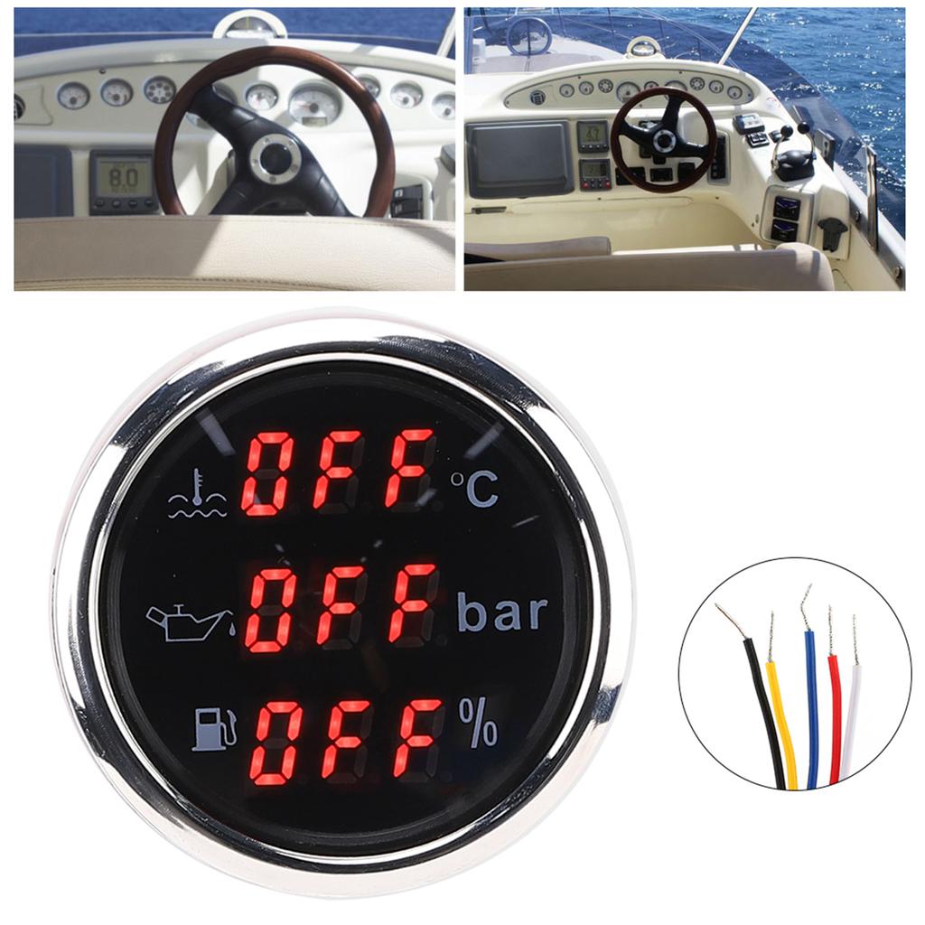2in 3-In-1 Messgerät Kühlwassertemperatur Öldruck Kraftstoffstandsanzeige Europäischer Standard 0-190 Ohm