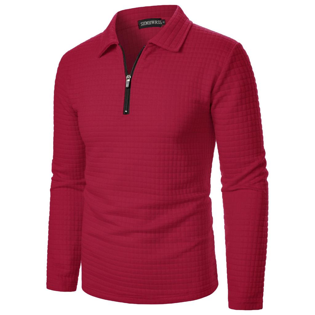 Jesień i Zima Nowa Męska Stójka Półzamek Długi Rękaw Niemiecki Aksamit Ciepła Koszulka Spodnia Męska Bluza z Kapturem