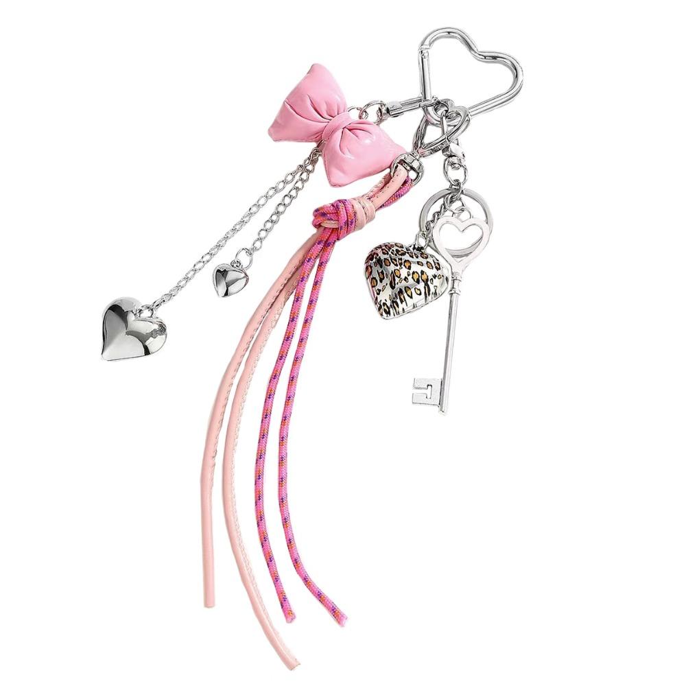 Hand-Woven Heart-shaped Mobile Pendant PU Single Button Tassel Keychain  Birthday Parties