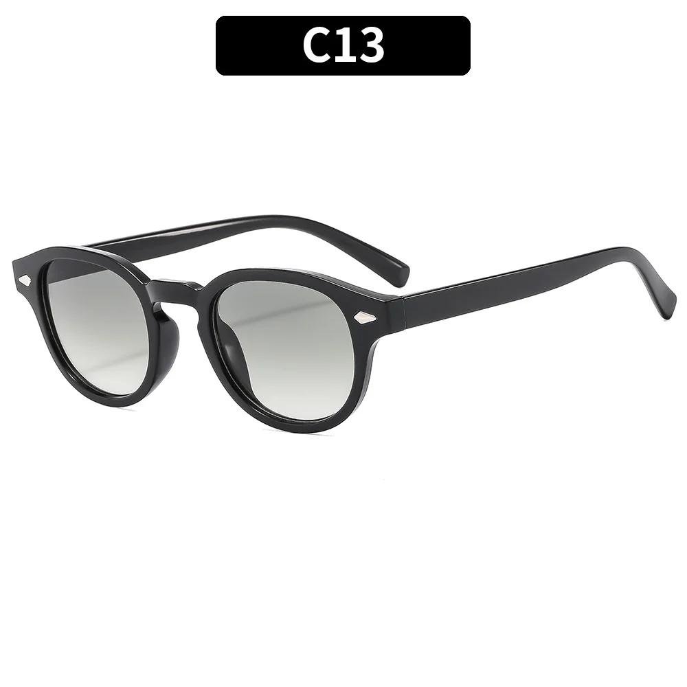 Vintage Tortoise Shell Round Sunglasses Women Men 2024 Brand Design Retro Rivet Yellow Blue Lens Square Sun Glasses Female UV400