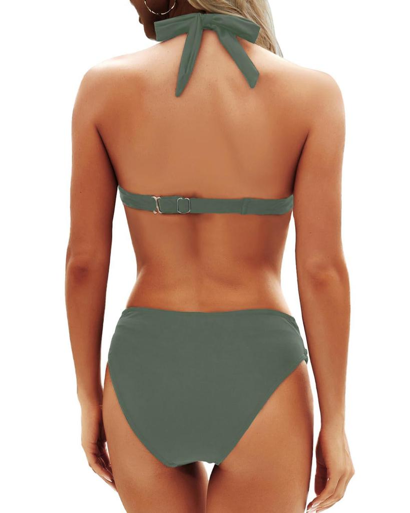 Bañador de gama alta con halter y abertura: Bikini Sexy Europeo Americano para Mujer