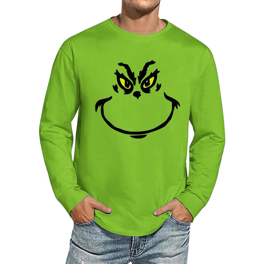 Men's Christmas Printed Imitation Cotton Long-sleeved Shirt