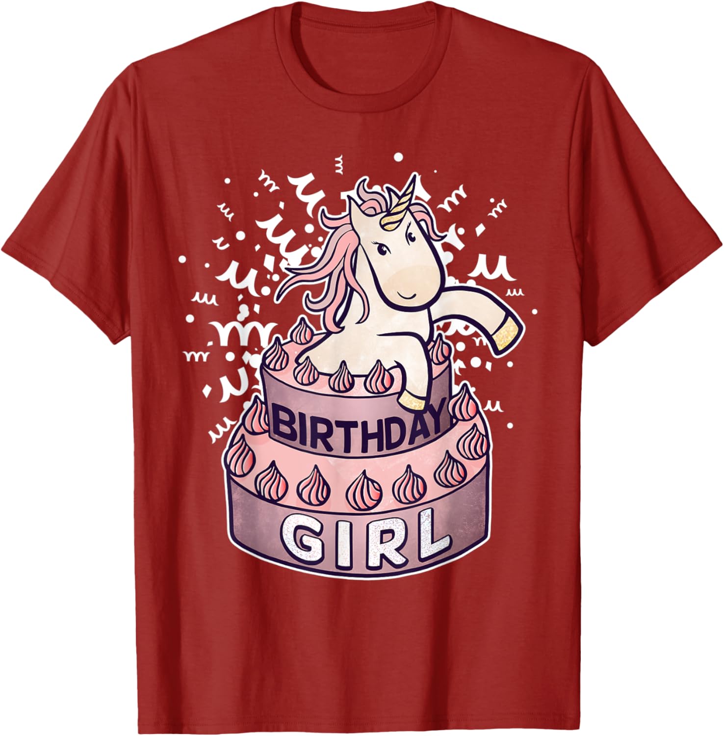 Unicorn Birthday Girl Cake Graphic TShirt Soft Cotton Casual Round Neck Tee S