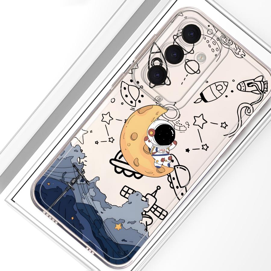 Kreslený roztomilý pouzdro astronaut pro Samsung Galaxy A34 A35 A14 A16 A56 A50 A54 A15 A55 A23 A36 A13 A33 A52 A25 A51 A52 A31 A26 A24