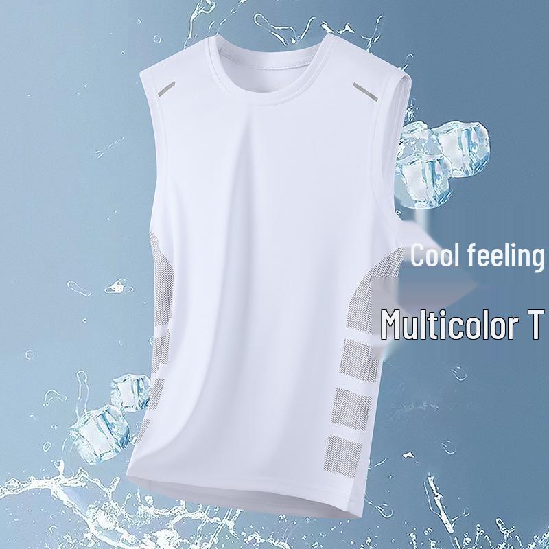 Men's Summer Quick-Dry Ice Silk Sports Set: Sleeveless Vest & Shorts for Running and Fitness