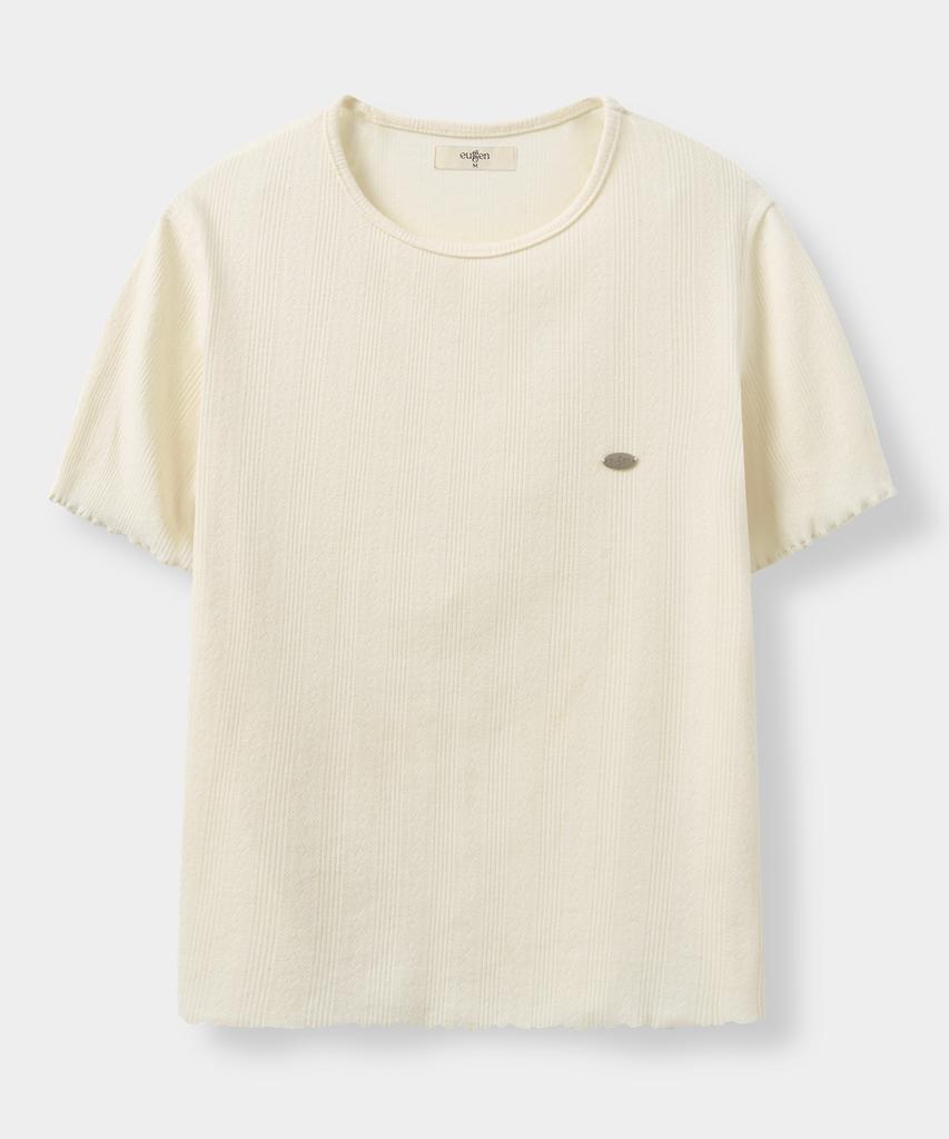 Yujen Small Logo Punched Short Sleeve T-Shirt_Ivory