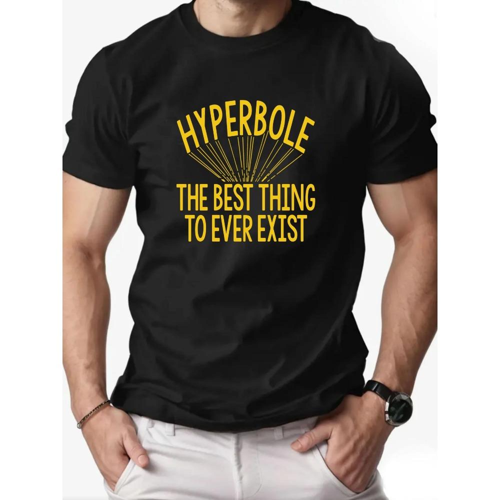 Summer Men's T Shirt English Doodle Elements Print 100% Cotton Leisure Breathable Round Neck T-shirt High Quality Men's Clothing