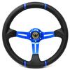 ALTEED Sports Steering 350mm Deep Cone Blue Spokes with Carbon Fiber for Aftermarket Cars Wheel, Model, Design,