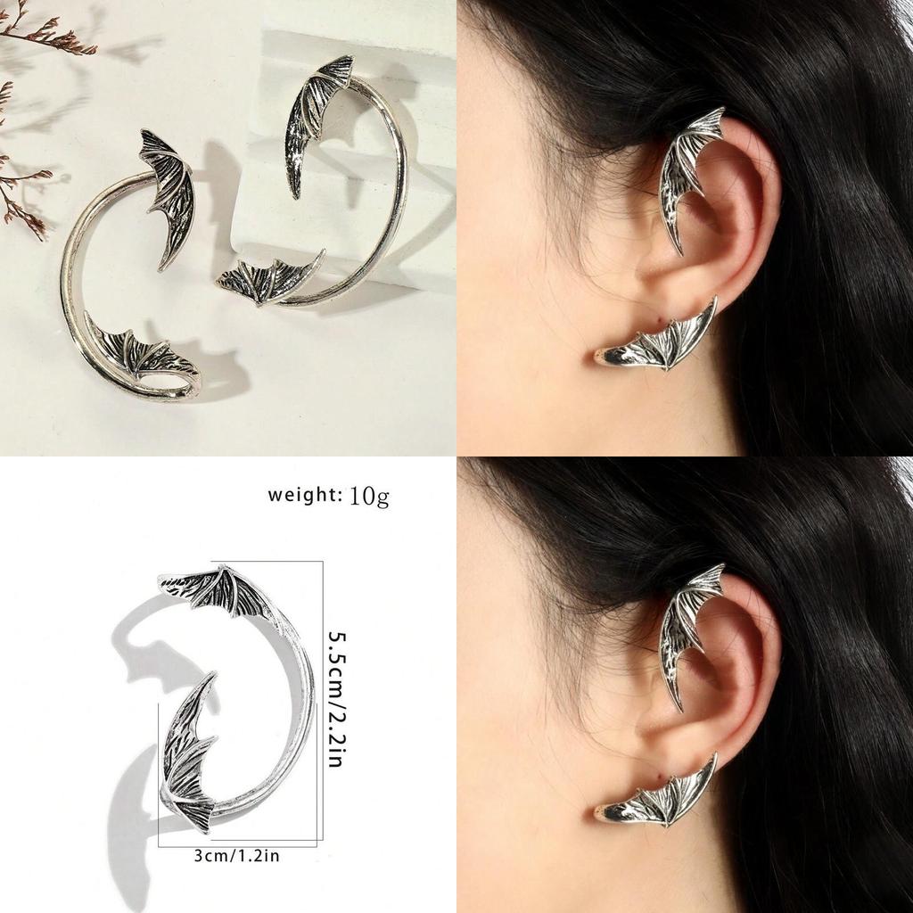 Halloween Demon Bat Earrings With Alloy Gothic Vintage Design For Women