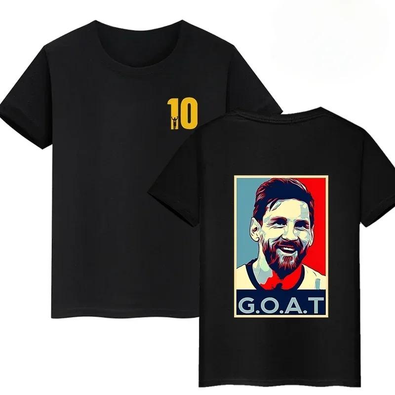 Lionel Messi #10 Inter Miami "MiaMessi" Double-Sided Print T-Shirt, Unisex Soccer Fan Streetwear Tee, 100% Cotton Casual Football Top