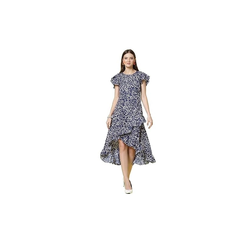 OOMPH! Women' Western & Fusion wear Wrap Midi Dresses for Women, md834