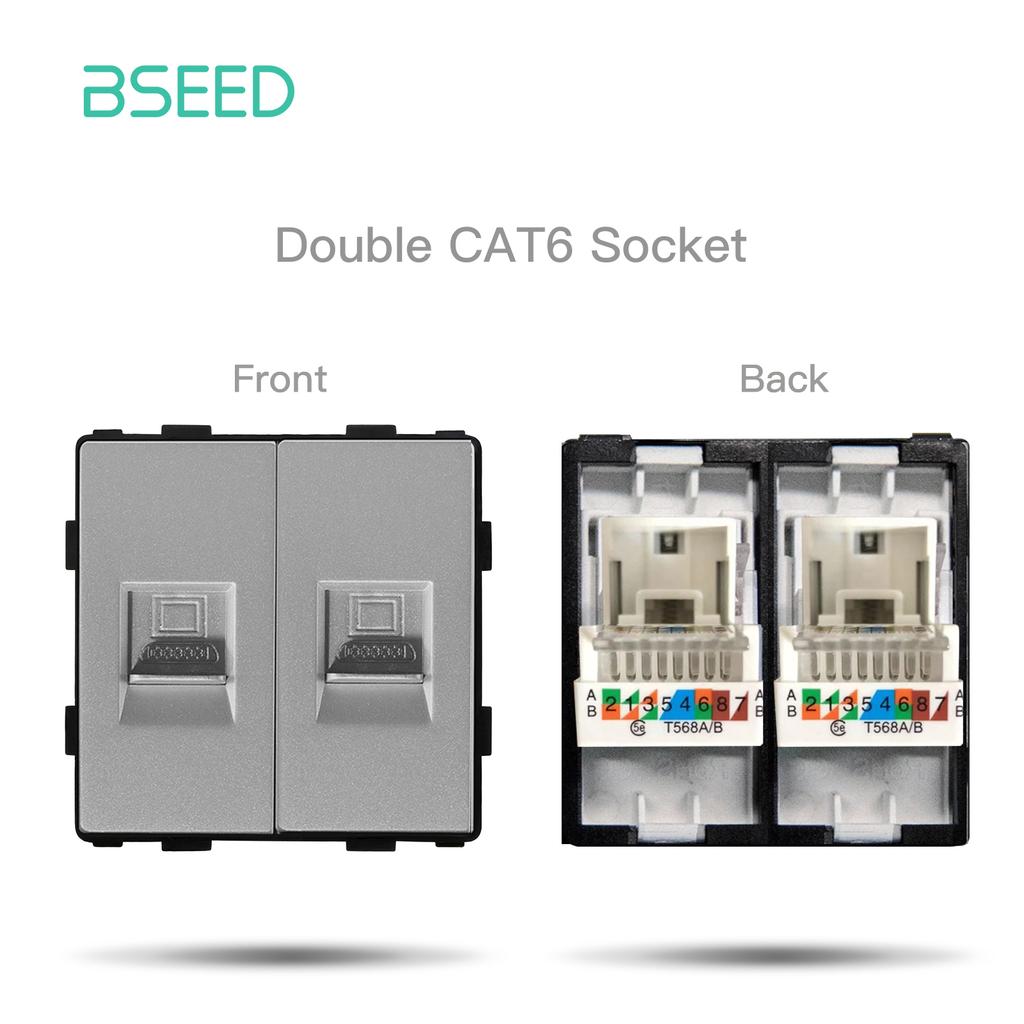 BSEED EU 1/2/3Gang Mechanical Button Switches 1Way Wall Socket Glass Panel Touch Switch Function Parts DIY Free Combination