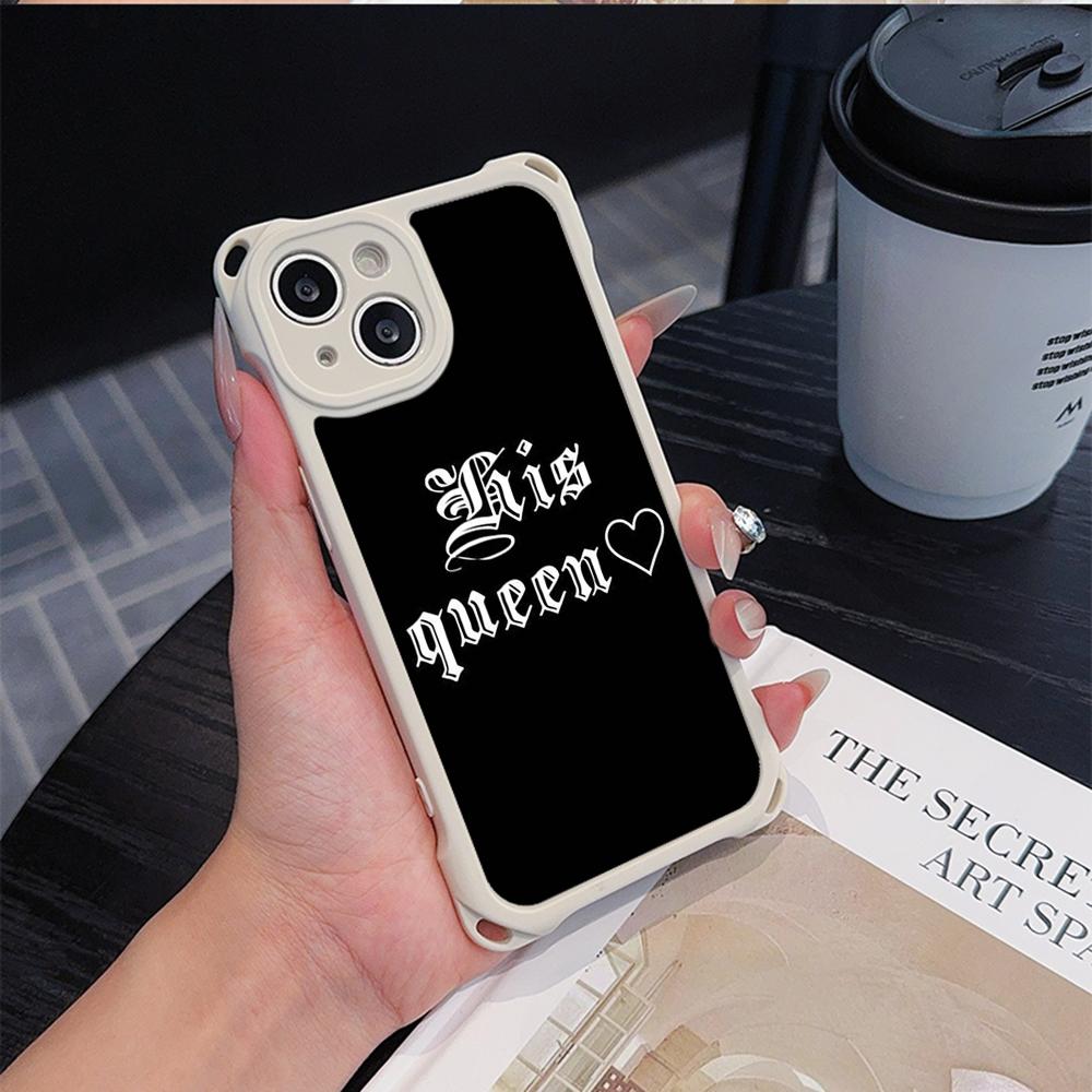 Ae84 King Queen Couple Art Soft Phone Cases for iPhone 16 15 14 13 12 11 Pro Max 8 7 Plus XR XS with Wrist Strap Lanyard Corner Protection Back Cover