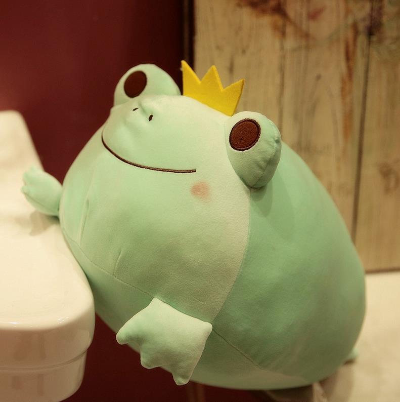 35cm Niedliches Die Krone Frosch Plüschkissen Gefüllt Daunenbaumwolle Kinderspielzeug Kawaii Lachender Frosch Puppen Für Kinder Geburtstagsgeschenk 42CM