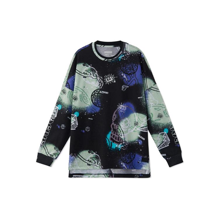 Li Ning Badfive Sweatshirt Men's Black All Over Print AHSR471-4