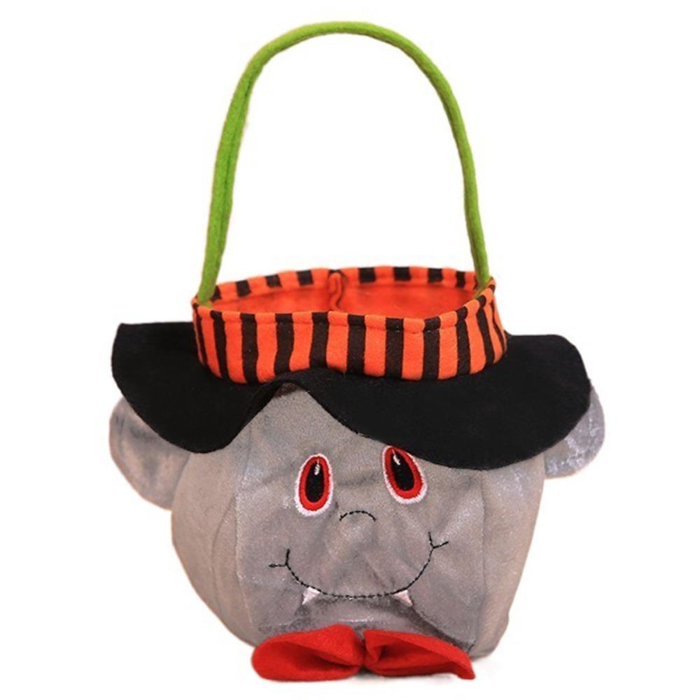Spooky Design Pumpkin Candy Bag Velvet Material Kids Candy Bag  Trick Or Treat Event
