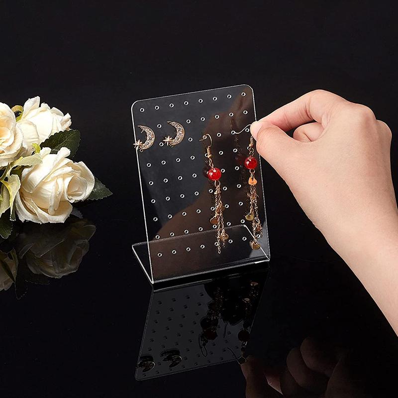 Akryl Örhängeshållare Organiserare med 72 Hål Öronstift Smyckesförvaring Visningsställ Monter Örhängesvisningsställ