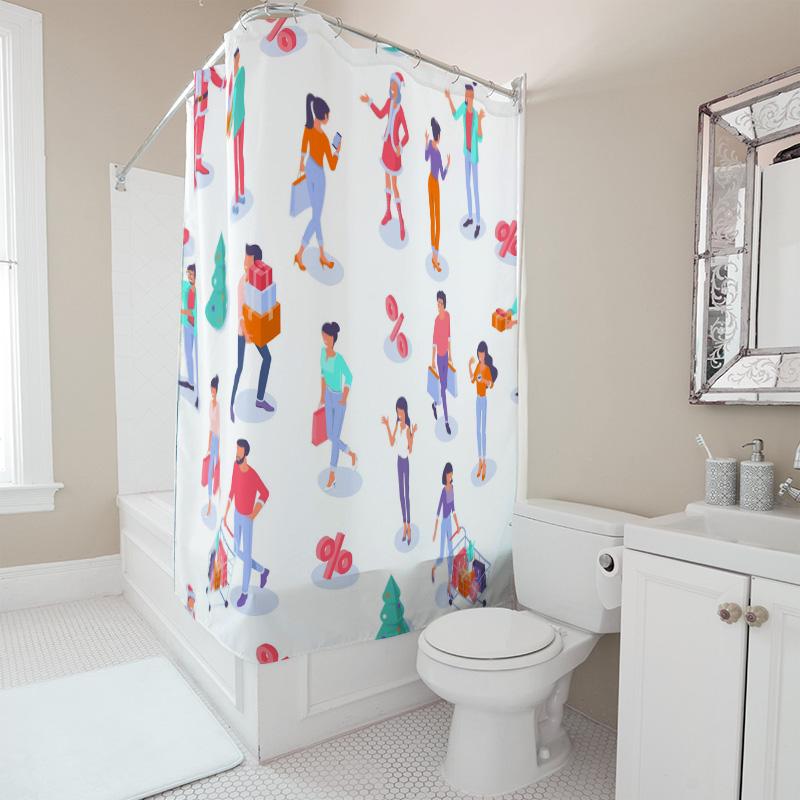 TU Shopping Lovers Shower Curtain Bathroom Decor Set Modern Art Home Textile Retail Therapy Gift Ideas Trendy Design Stylish Hom