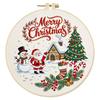 Christmas Embroidery Craft Set DIY 30x30cm Cotton Printed Fabric with 20cm Hoop Thread Needle Beginner Kit