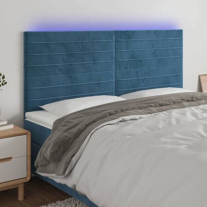 VidaXL Tête de Lit à LED Meuble de Chambre à Coucher Accessoire de Lit Double Tête de Cadre de Lit Intérieur Bleu Foncé 3122628