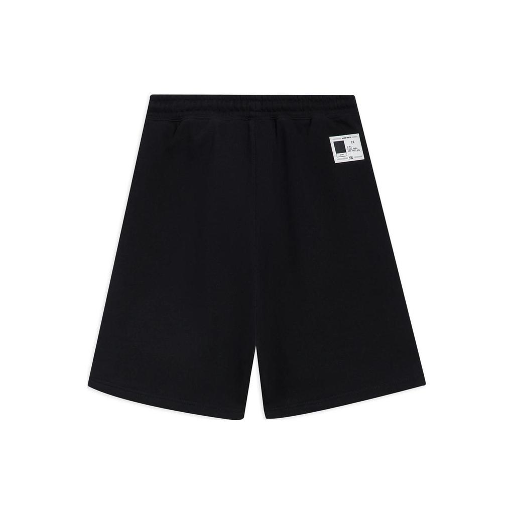 Li-Ning Pure Color Drawstring Casual Shorts Men Bottoms Black AKSS309-2