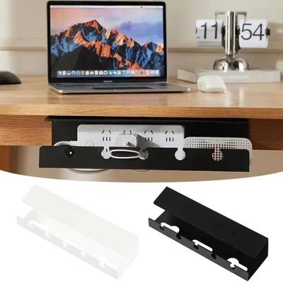 Durable Fixed Cable Organizer No Punching Save Space Under Desk Cable Management Tray Socket Strip Holder For Office and Home