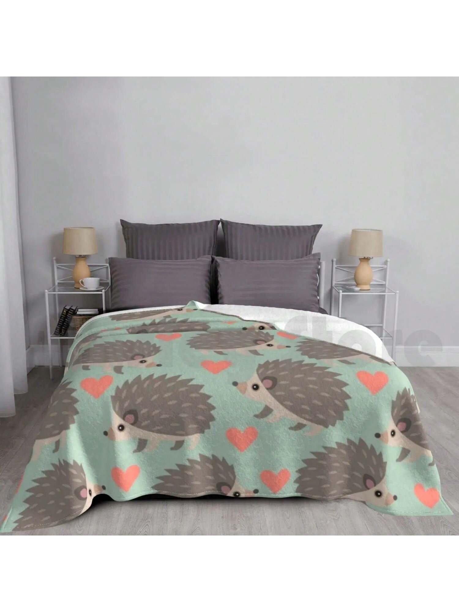 Милые ежики Плед Супермягкий Теплый Легкий Тонкий Ежик Ежик Любитель ежиков Подарки для любителей ежиков Милый Кавайный Зеленый Питомник 75X95CM