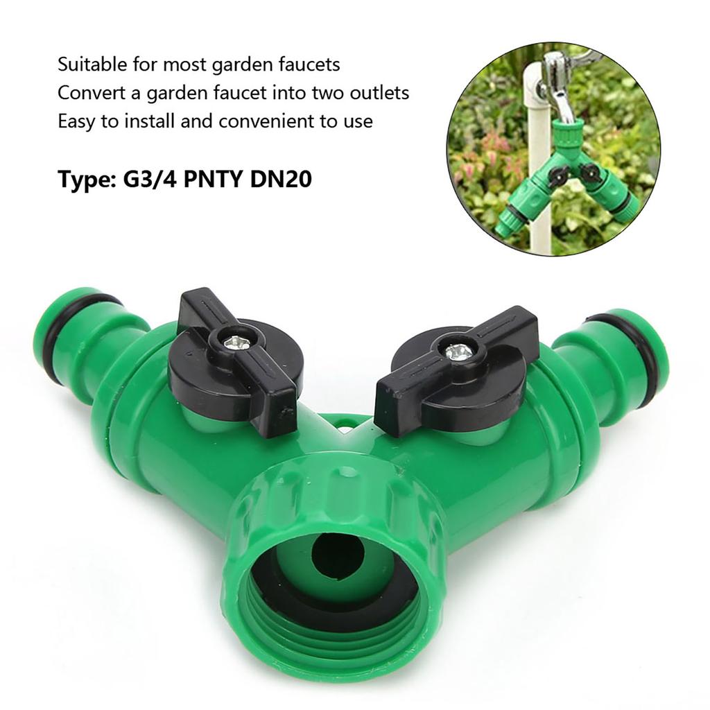 2 Stück G3/4 PNTY DN20 3-Wege Wasserverteiler T-Stück Verbinder Adapter Ventil mit Schaltern Gartengerät