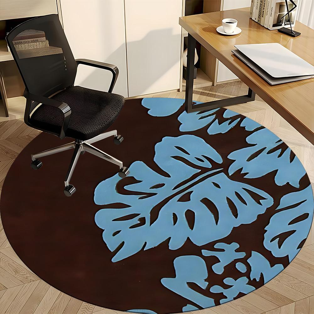 1pc Floral Pattern Office Round Area Rug, Mat Suitable For Office, Under Office Chairs Bedroom Living Room Home Decor, Room Deco