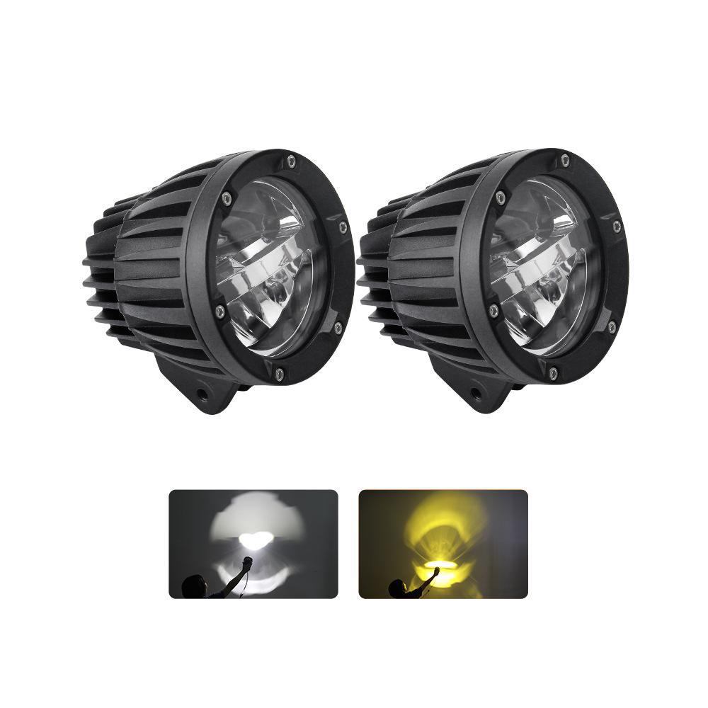 4-Inch Yellow & White 50W LED Dual Color Motorcycle/Car/Fog Headlight
