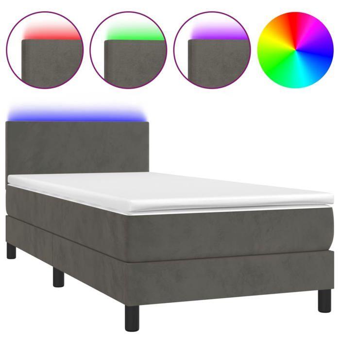 VidaXL Slat Bed Base with Mattress and LEDs, Upholstered Bed, Single Bed, Adult Bed for Interior Bedroom, 3134256