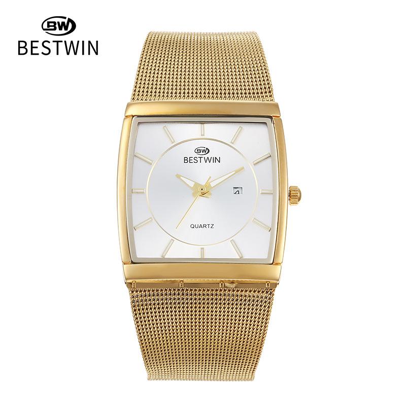 Fashion Ultra-thin Square Watch Male Internet Celebrity Mesh Belt Male Watch Quartz Watch Wristwatch