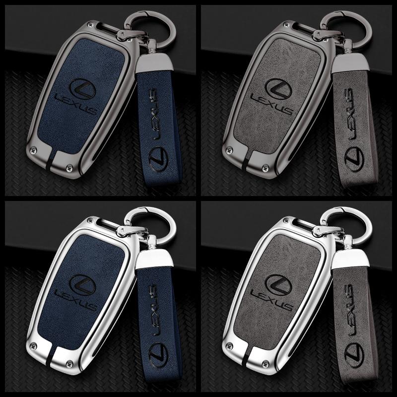 BJYL6 Interior Stickers 2/3/5 Buttons Zinc Alloy Leather Car Key Case Fob Cover Holder Keychain For Lexus LM300H LM Keyless Protection