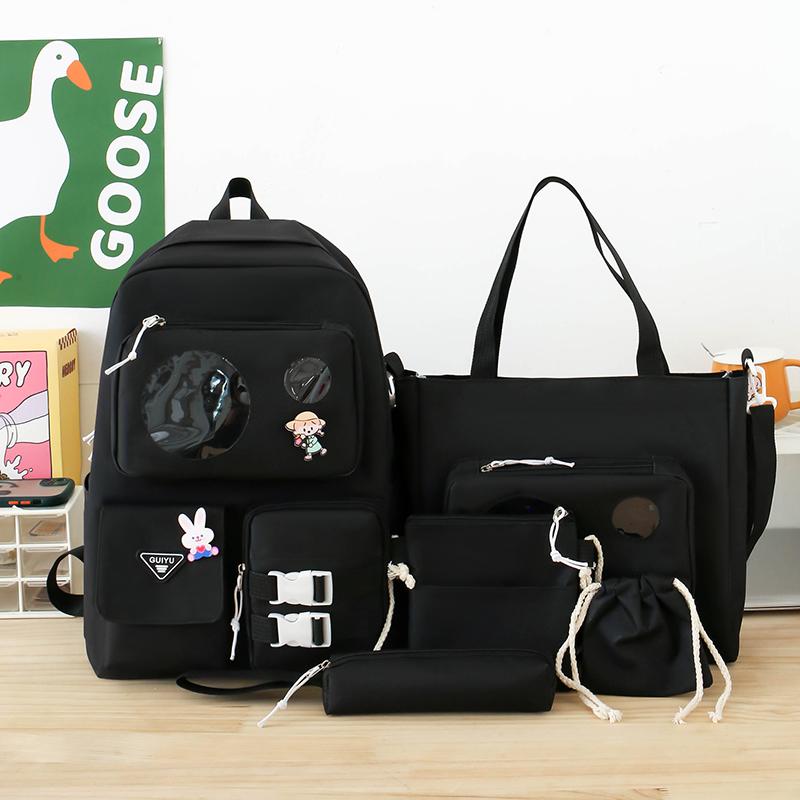 5-Piece Backpack Set Women's Large Capacity Student Schoolbag Travel Backpack for Girls