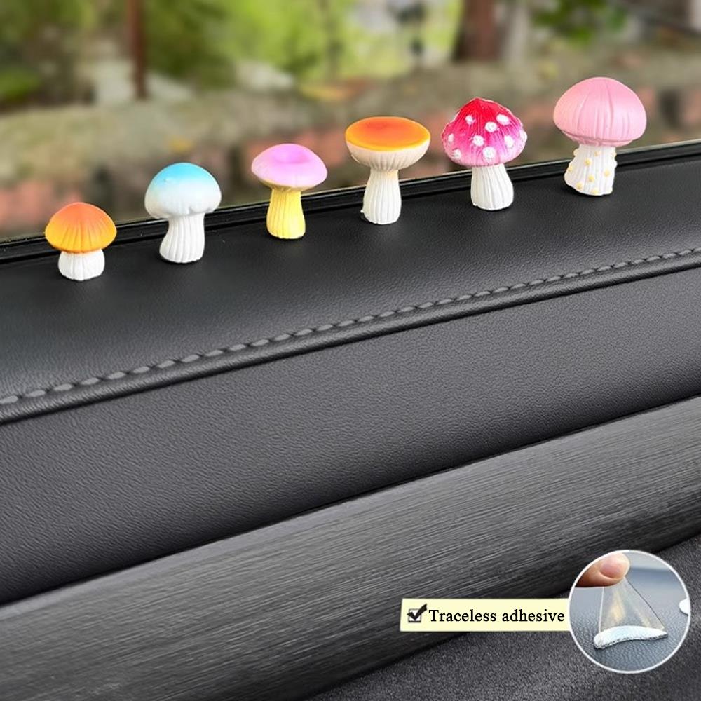 6PCS Mini Resin Mushroom Ornament Garden Bonsai Potted Decor Car Desk Computer Accessories Plant Bonsai Craft Decor Ornament Kit
