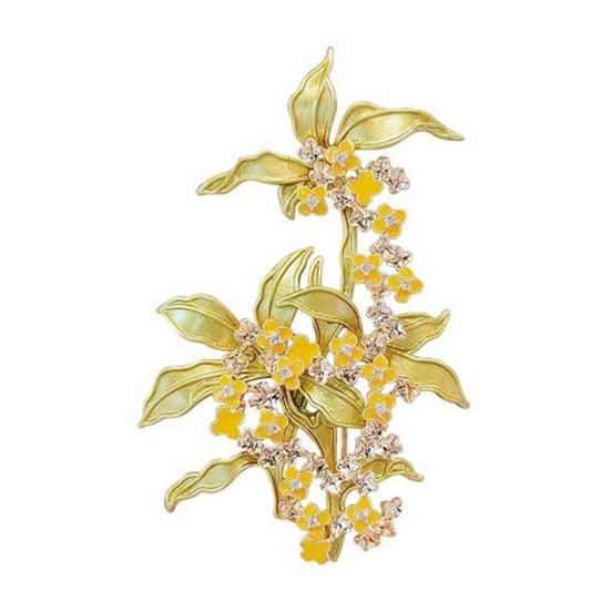 

Women Brooch Osmanthus Shape Retro Style Pin Suits Coats Sweaters Decorative Badge Commuting Dating Accessory жовтий