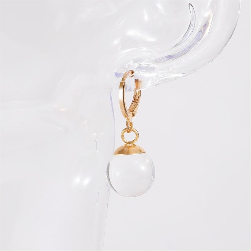Elegant Women's Glass Ball Earrings with Bubble Inspire Pendant for Sensitive Ears Versatile Gift