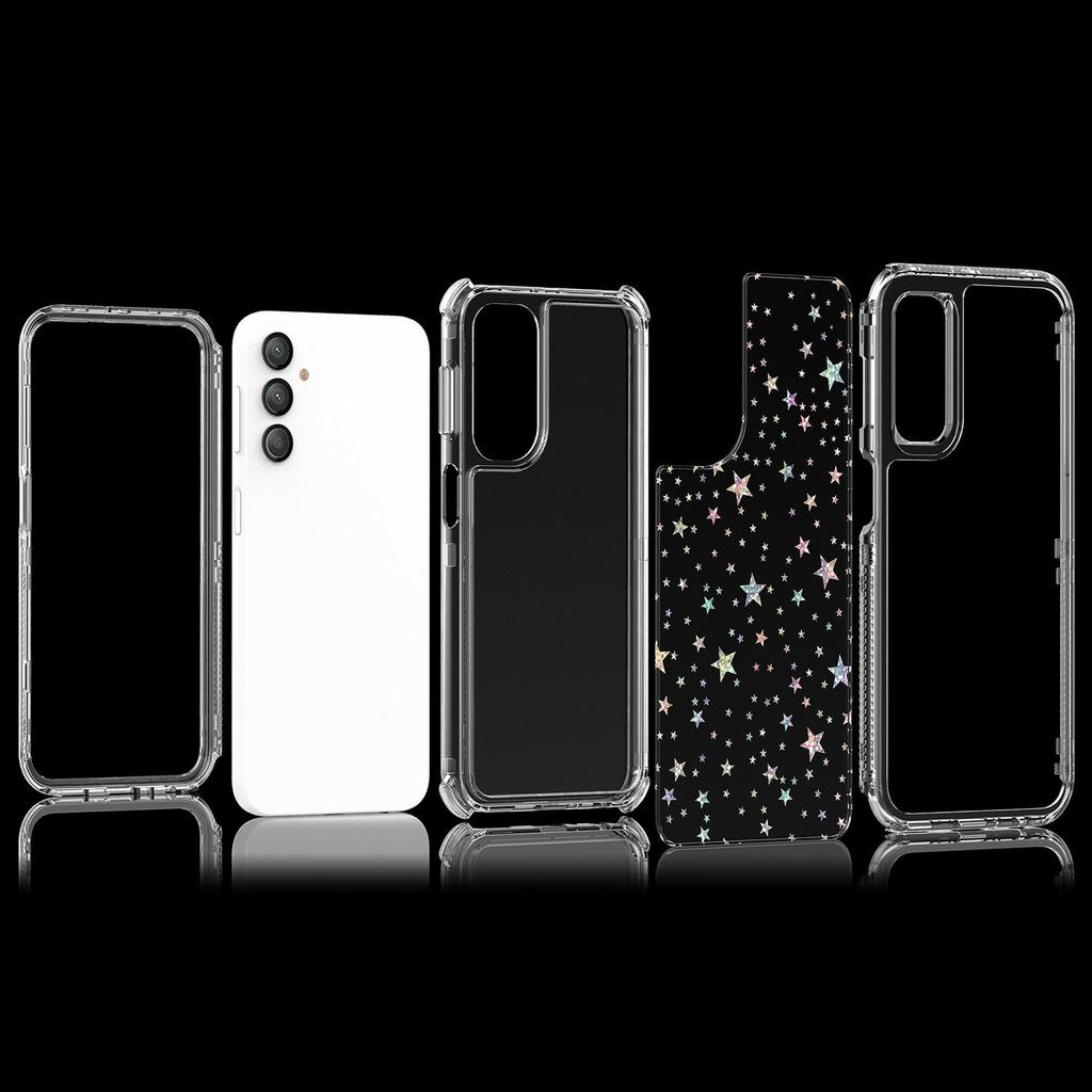 For Samsung Galaxy A24 4G (162.1mm) Case Clear Acrylic TPU Hybrid Phone Cover with Laser-printed Film