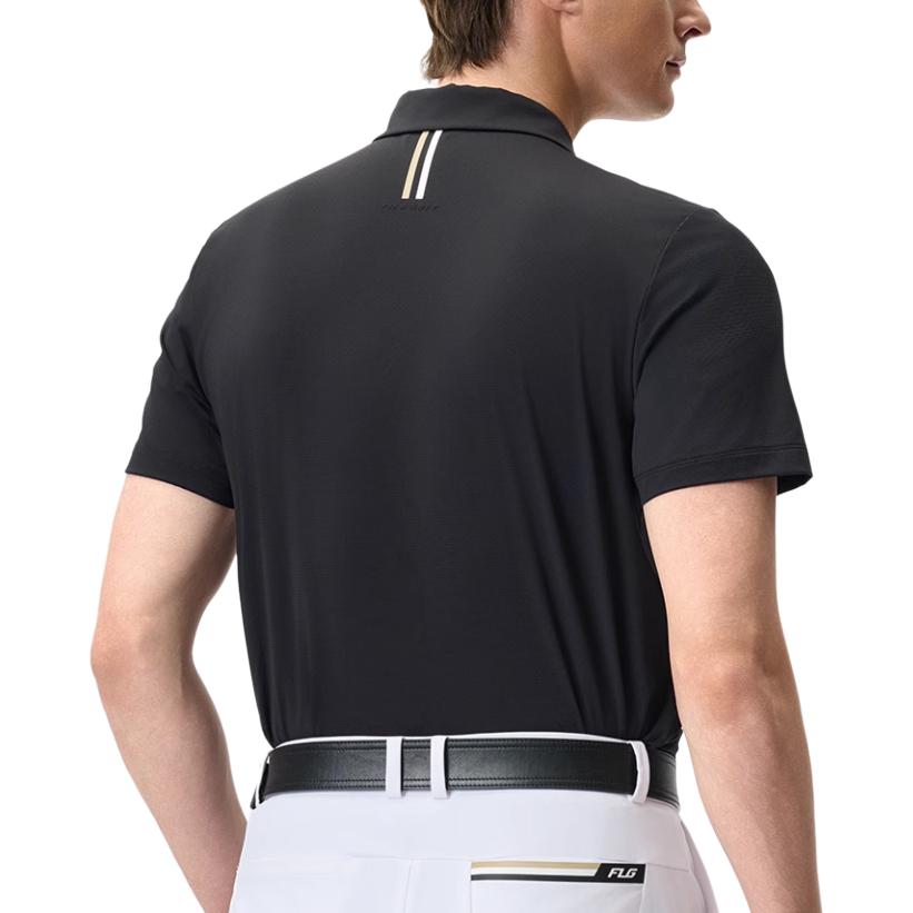 Fila Golf Series Simple Comfortable Versatile Solid Color Breathable Short Sleeve Polo Shirt Men Polo Shirts Deep-Black A11M525103F-BK