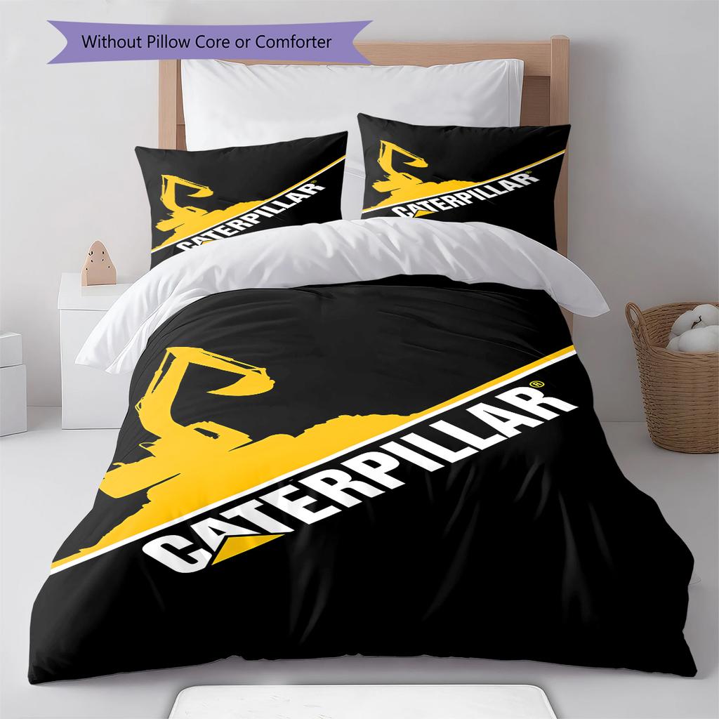 Caterpillar Inc. .  Lenjerie de pat cu model, Set cu cuvertură husă cuvertură față de pernă Cadou de casă de ziua de naștere (1 * husă de pilotă + 2 * fețe de pernă, fără miez)