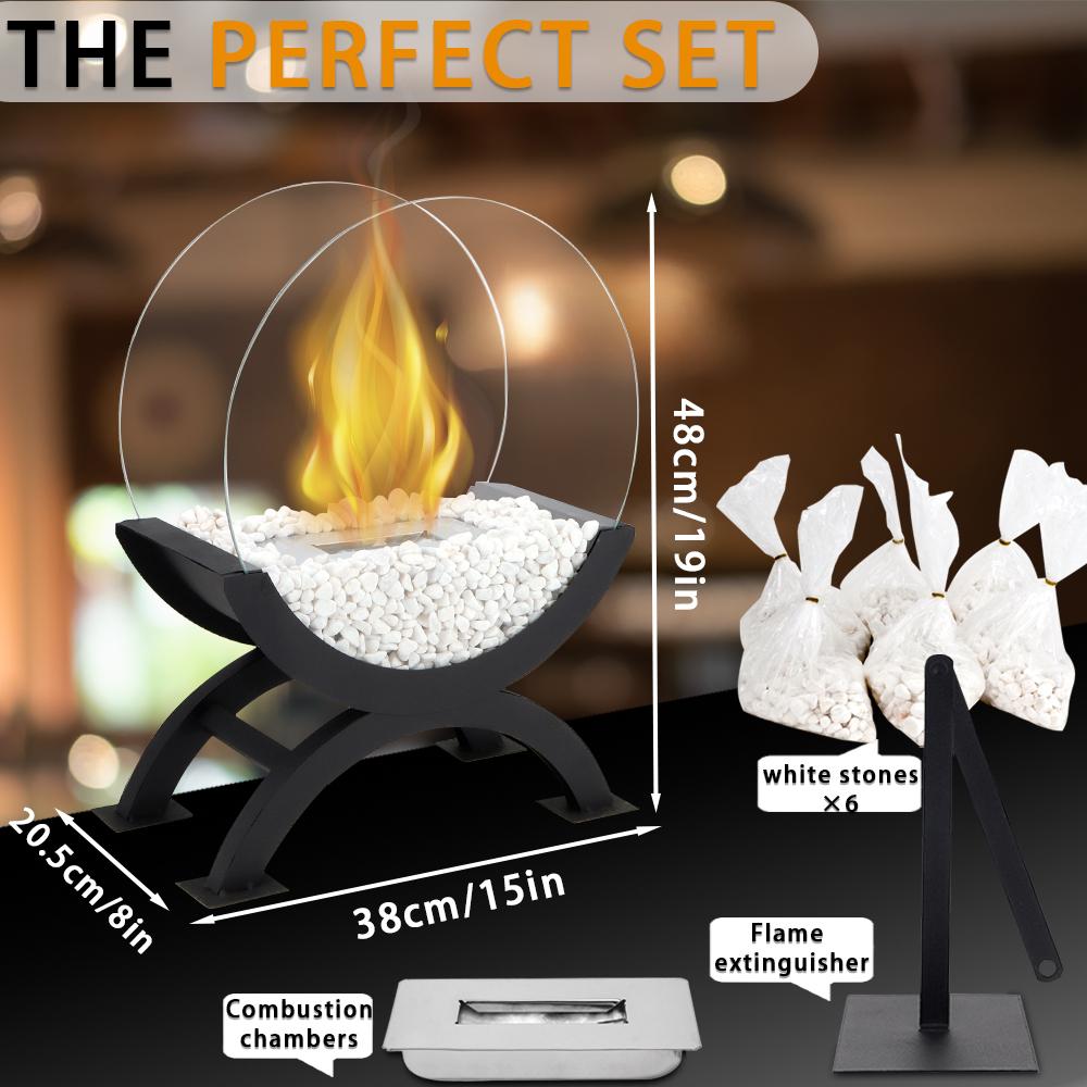 US EU Freeshipping Large Fireplace Black Ethanol Fireplace Indoor Outdoor Decorative Floor Fireplace With White Stone