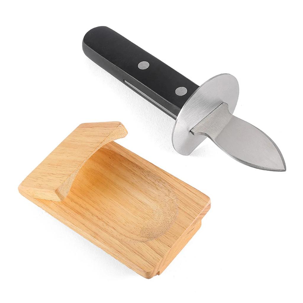 Austernöffner Werkzeuge Holz Meeresfrüchte Öffner Werkzeug Edelstahl Jakobsmuschelschalen Öffner Schälmesser für Zuhause Küche Barbecue Camping