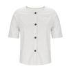 Summer Loose T-shirt Women's V-neck Cotton and Linen Button Top