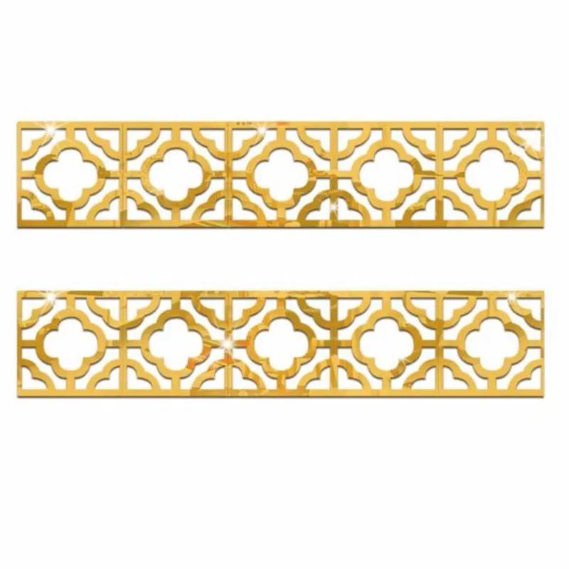 10pcs 3D Acrylic Self Adhesive Wall Decor Sticker Mirror for Bedroom Edge Strip Corner Line Building Border Home Office Decor