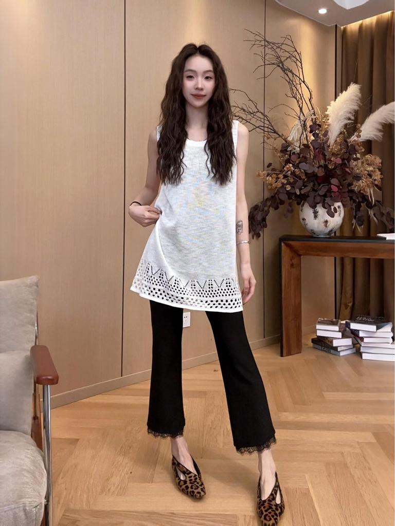 Retro-Style Casual Mid-Length Summer Vest Top for Women
