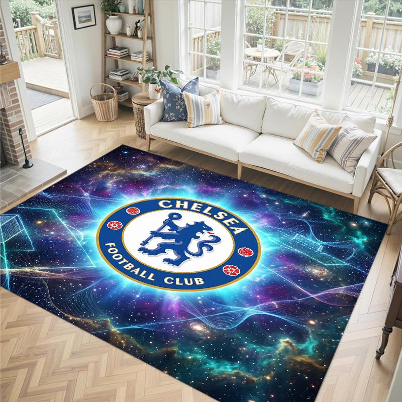 Tappeto in Velluto di Cristallo Design Chelsea FC Accogliente Non?Tappeto Stampato Antiscivolo per Camera da Letto Soggiorno Ingresso