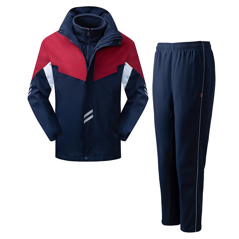 2025 Winter Waterproof School Uniform Windbreaker & Sportswear Set - Warm, Outdoor, Three-Piece for Students.