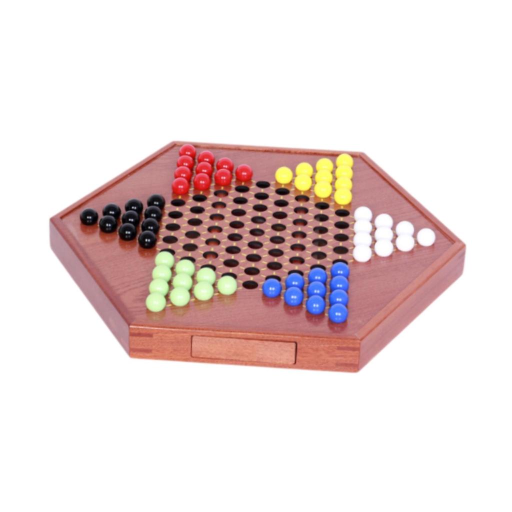 Wooden Chinese Checkers with 60 Marbles Strategy Game for Family Kids Adults XL