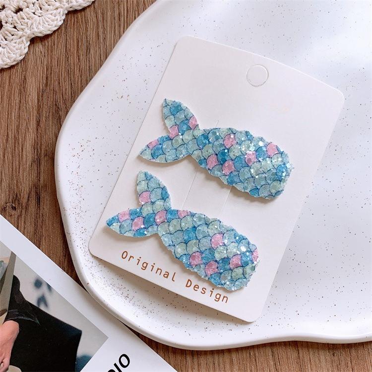 Shiny Mermaid Tail Hair Clips for Girls. Colorful Sparkling Design, Cute BB Clips for Bangs Hair, Perfect for Little Princesses